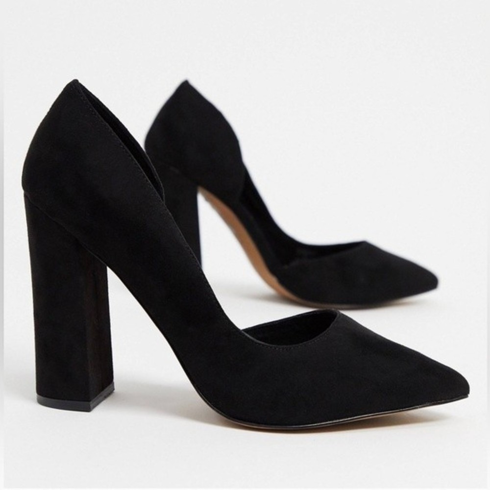 ASOS Design Walter D'orsay Suede High Heels in Black sz 8 US / 6 UK